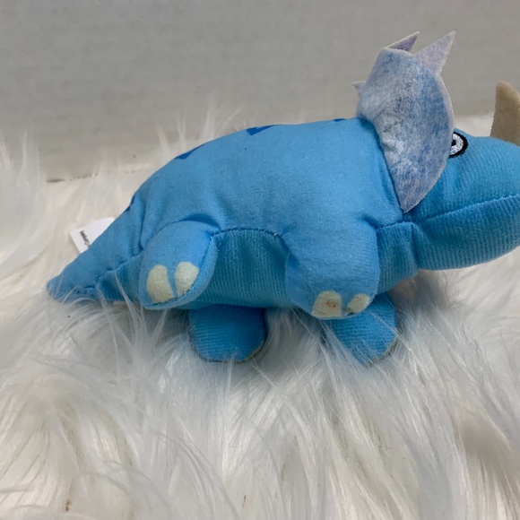 New Fuzzy Friends Dinosaur Blue Triceratops 7 in L Plush Stuffed Animal Toy - Picture 3 of 3